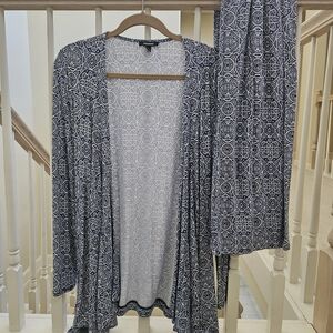 Premise Blue and White Textile Top And Matching Pants